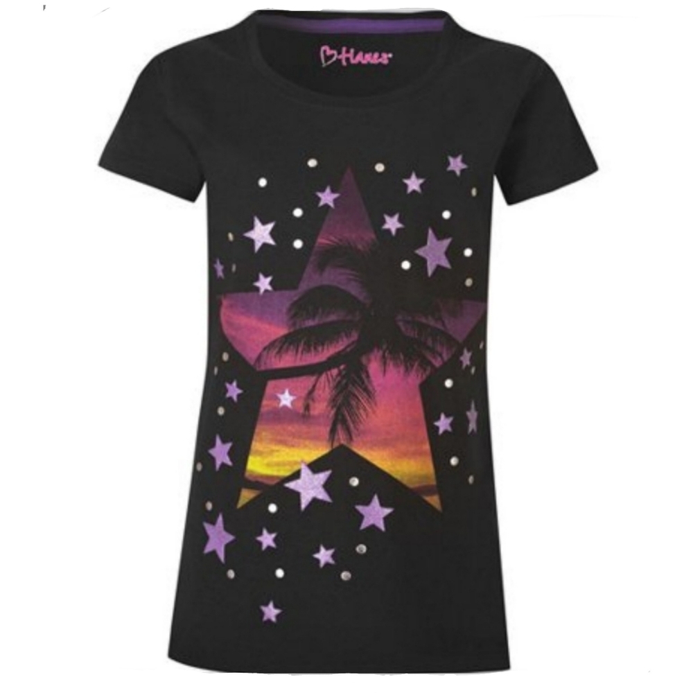 Hanes girls tropical star tshirt M